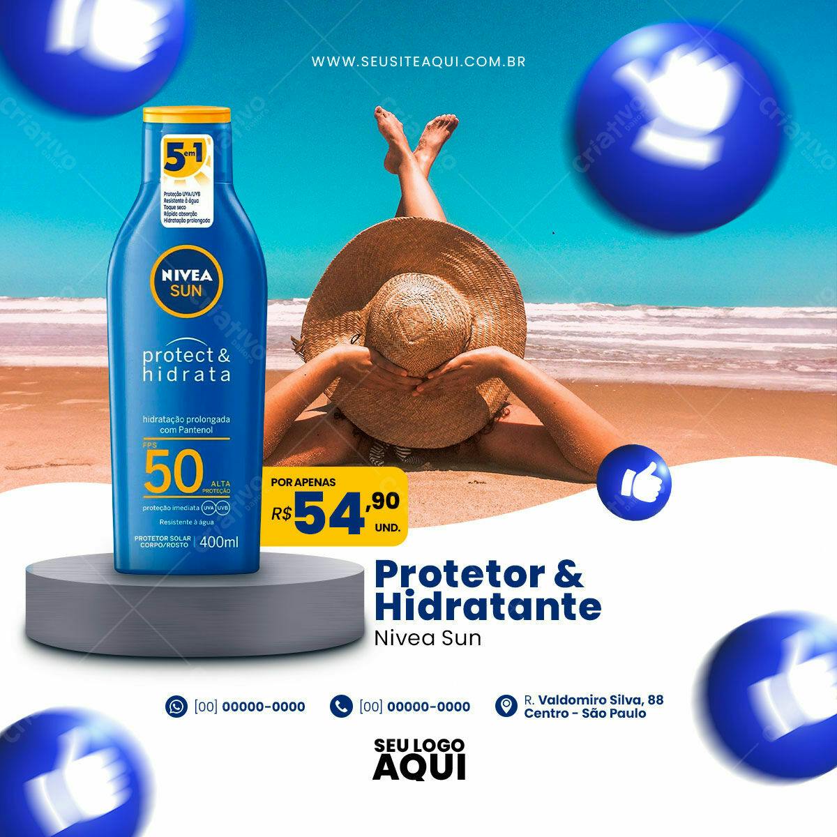 Flyer de Protetor Solar Nivea Sun PSD Editável