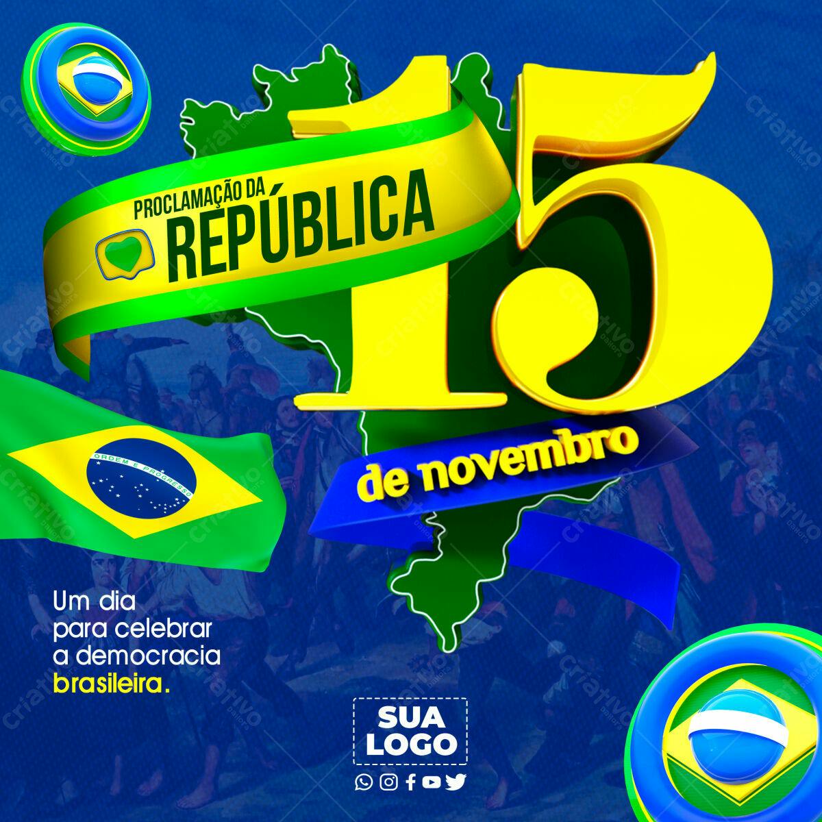Flyer para o Dia da Proclamação da República PSD Editável