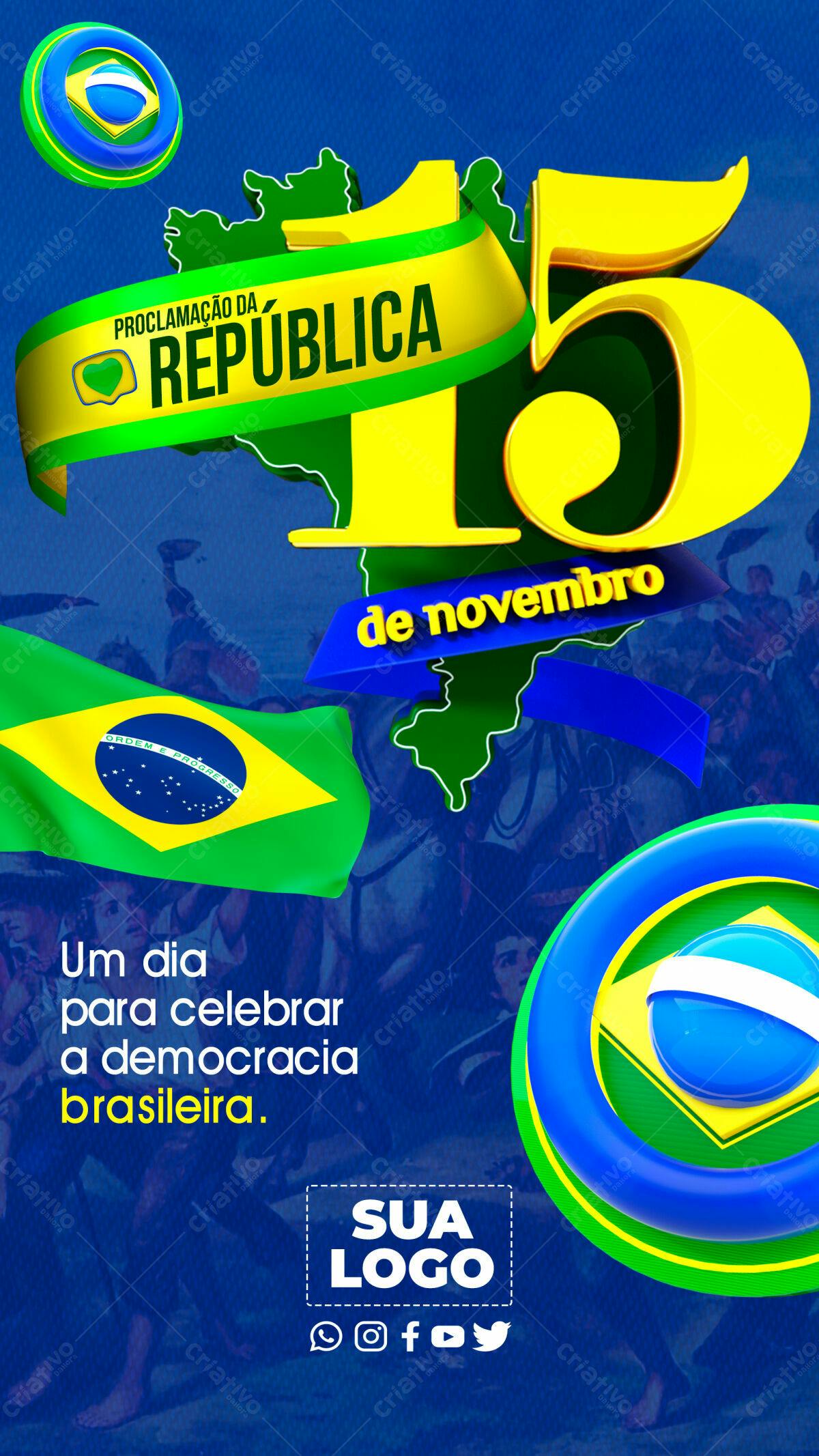 Flyer Dia da Proclamação da República PSD Editável