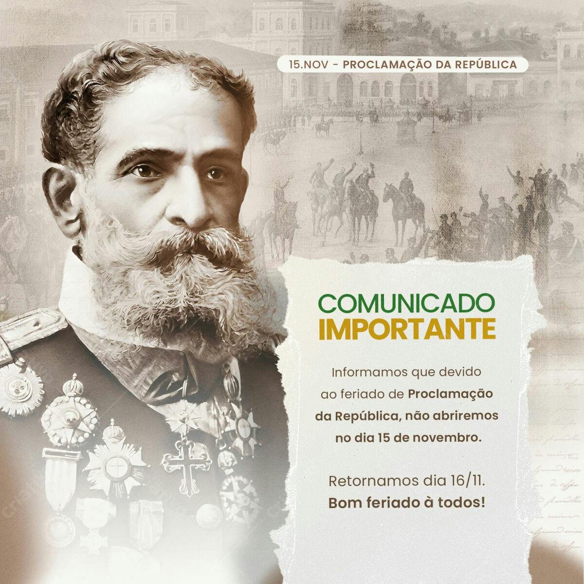Comunicado Feriado Proclamação da República PSD Editável