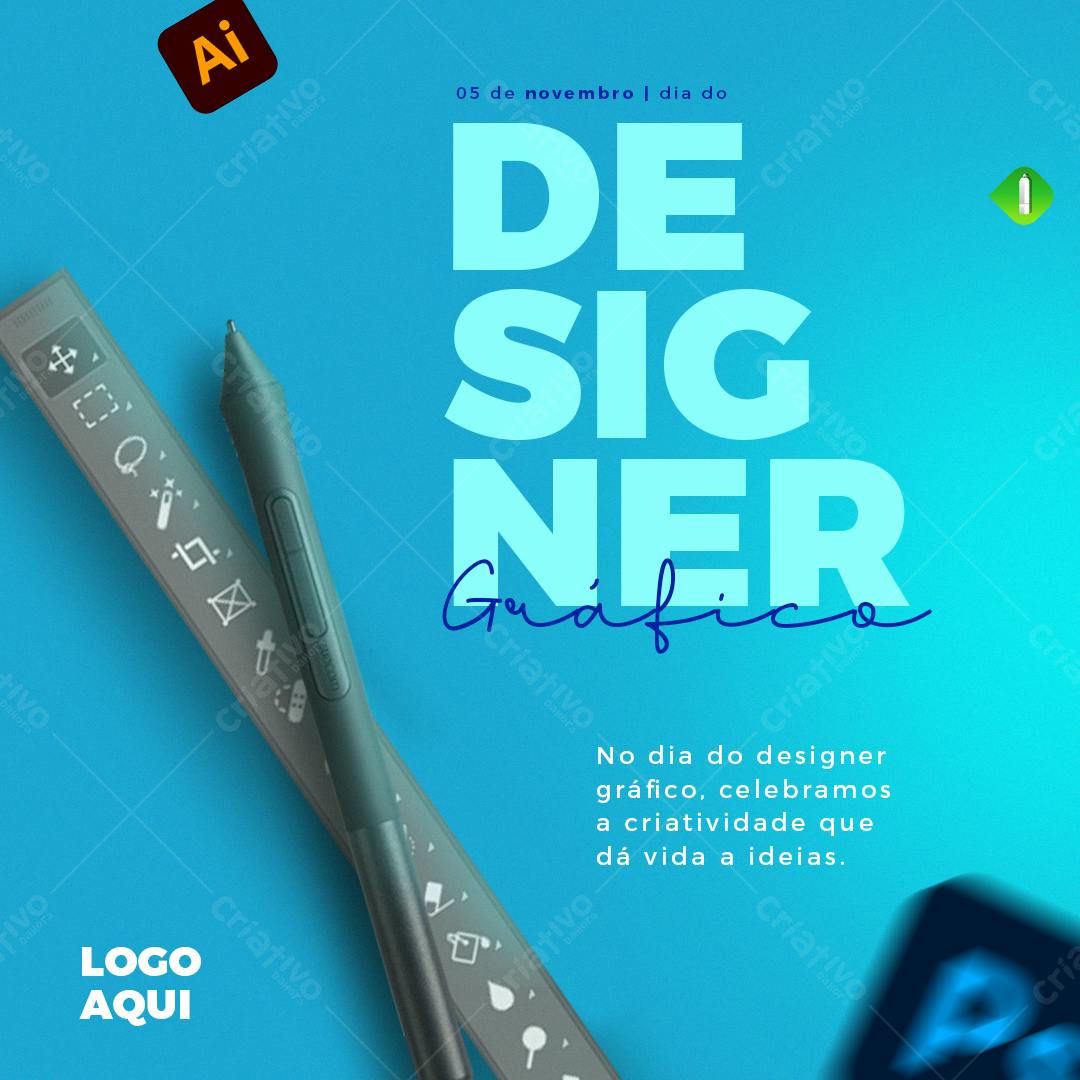 Post para Dia do Designer Gráfico PSD Editável