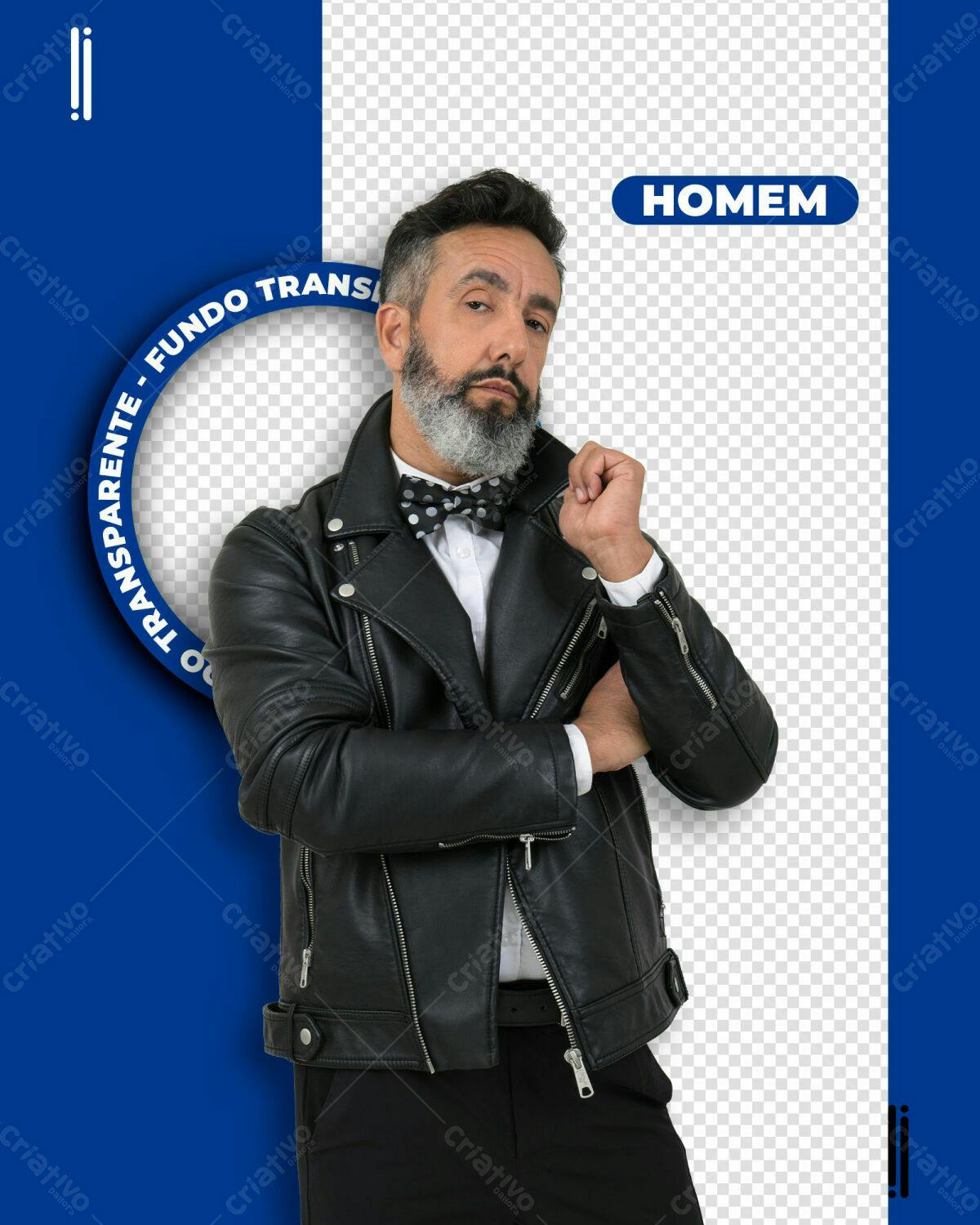 Mockup Masculino com Jaqueta de Couro PSD Editável