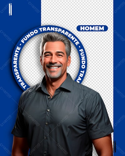 PSD Mockup de Homem com fundo transparente para Redes Sociais PSD Editável