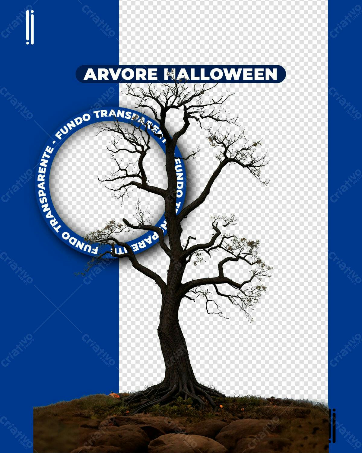 Banner Halloween com Árvore PSD Editável