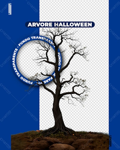 Banner Halloween com Árvore PSD Editável