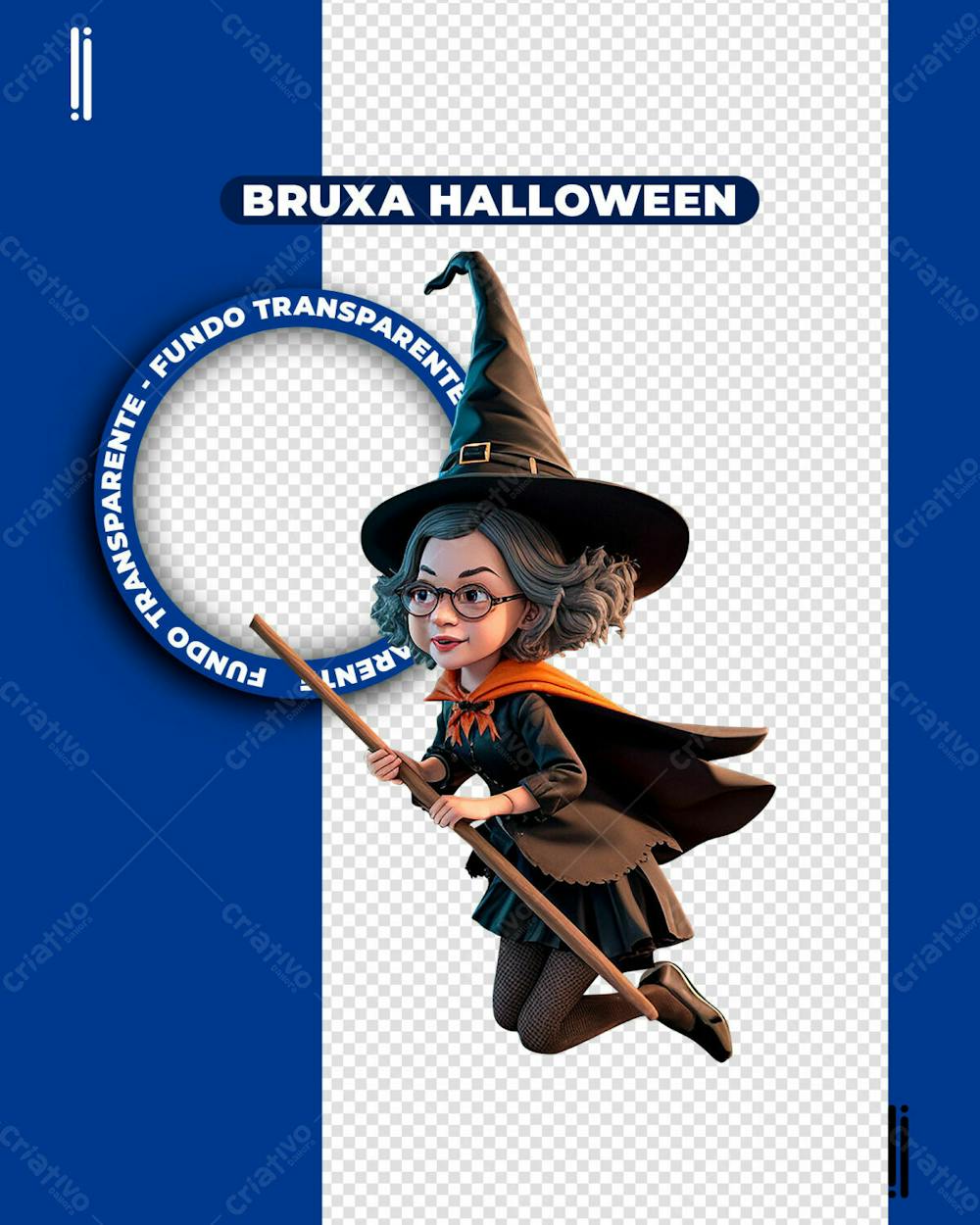BRUXA HALLOWEEN | IMAGEM SEM FUNDO 3D