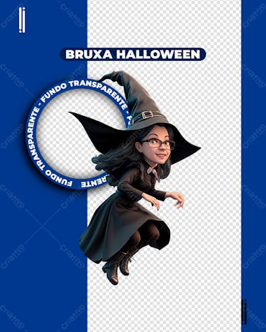 Bruxa halloween | imagem sem fundo 3d