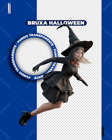 Bruxa halloween | imagem sem fundo 3d