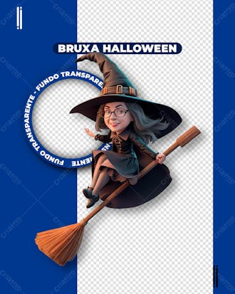 Bruxa halloween | imagem sem fundo 3d