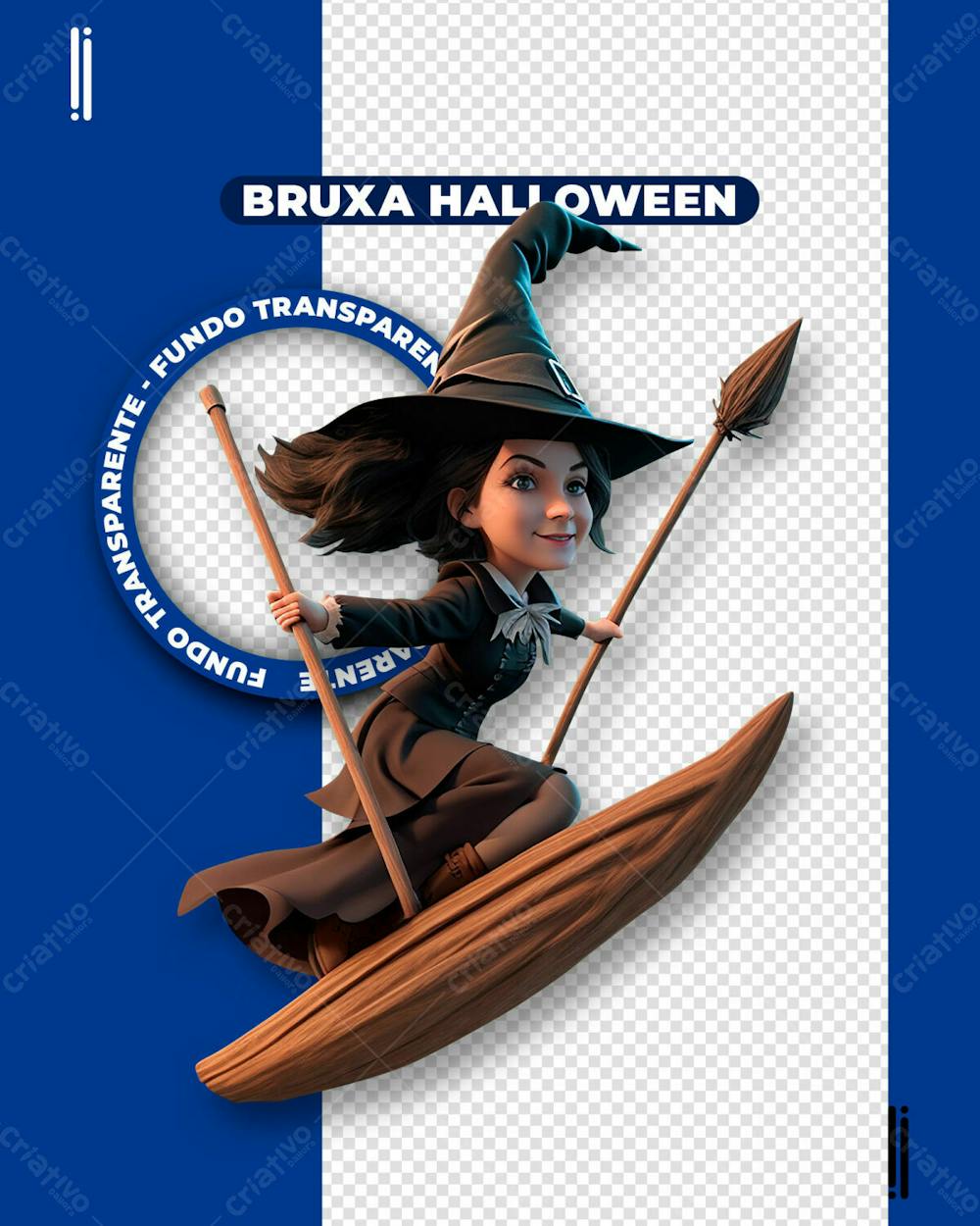 BRUXA HALLOWEEN | IMAGEM SEM FUNDO 3D