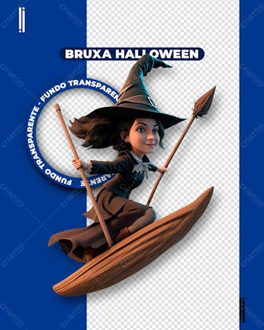 Bruxa halloween | imagem sem fundo 3d