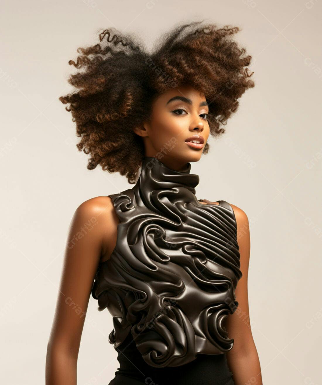Modelo Afro com Top Texturizado Marrom