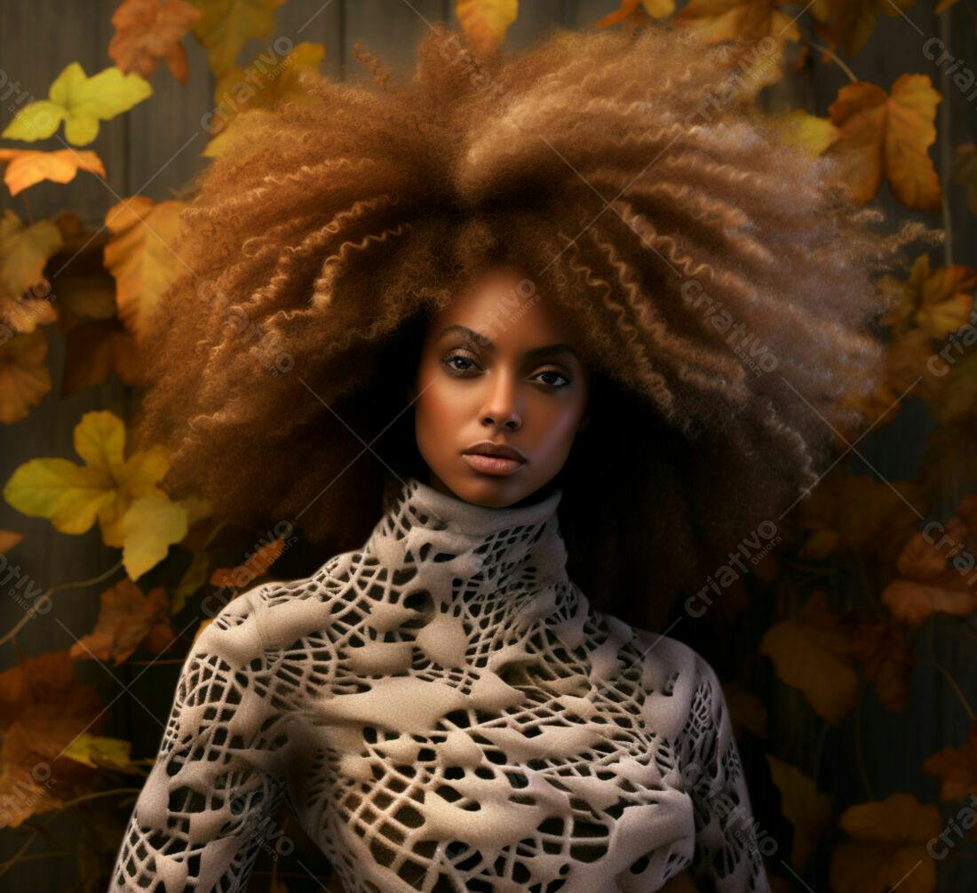 Modelo Afro com cabelo volumoso outono