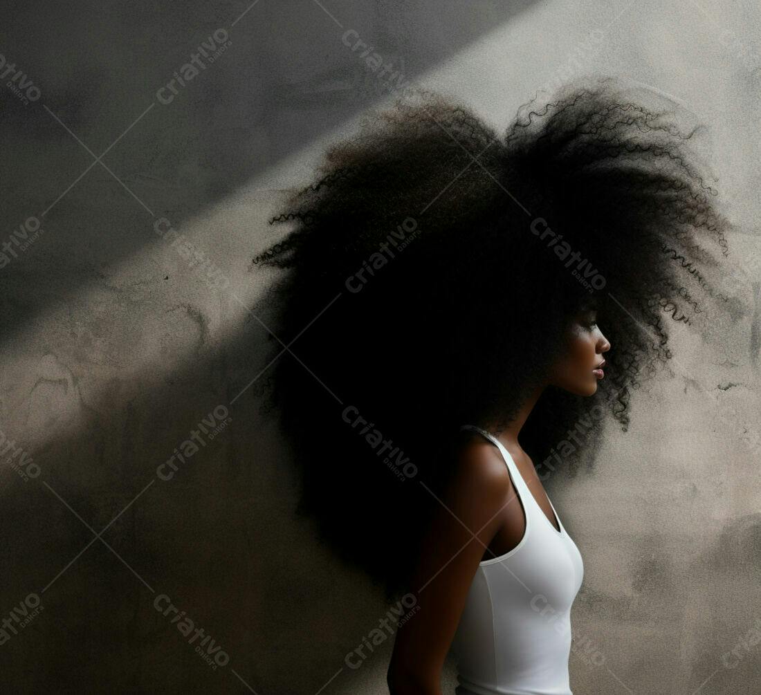Mulher negra com cabelo afro volumoso