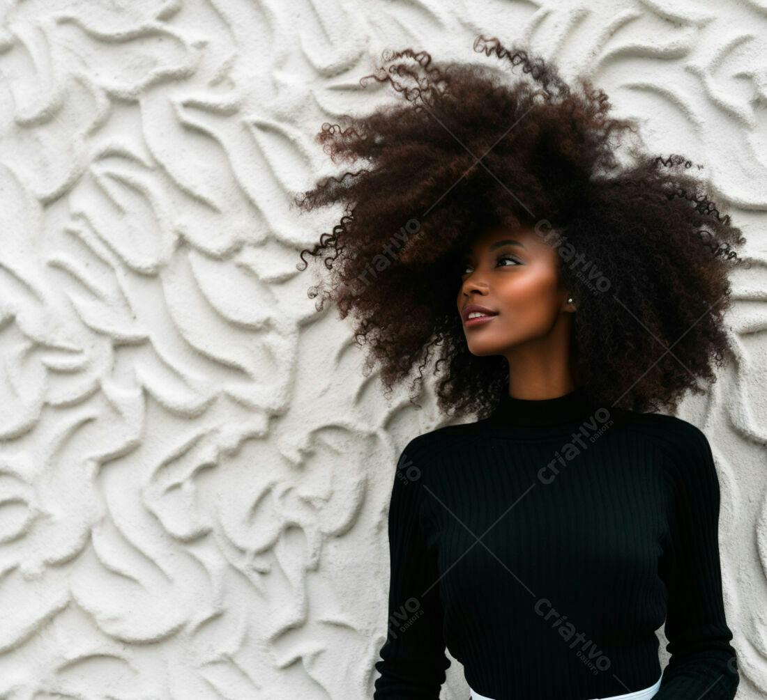 Mulher negra com cabelo afro volumoso