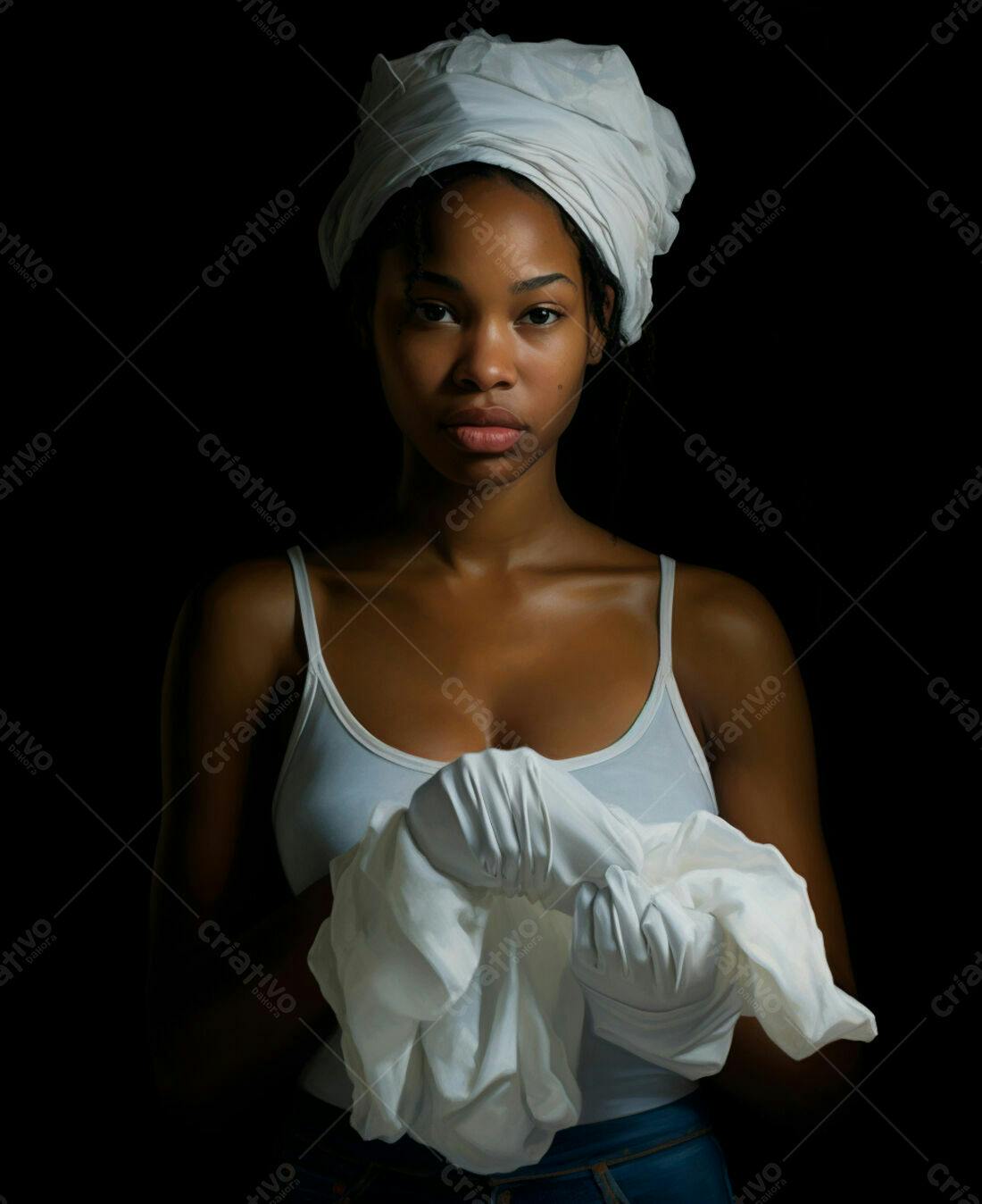 Retrato mulher negra turbante branco