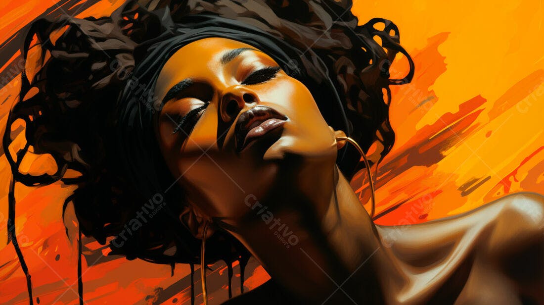Retrato feminino tons laranja e preto