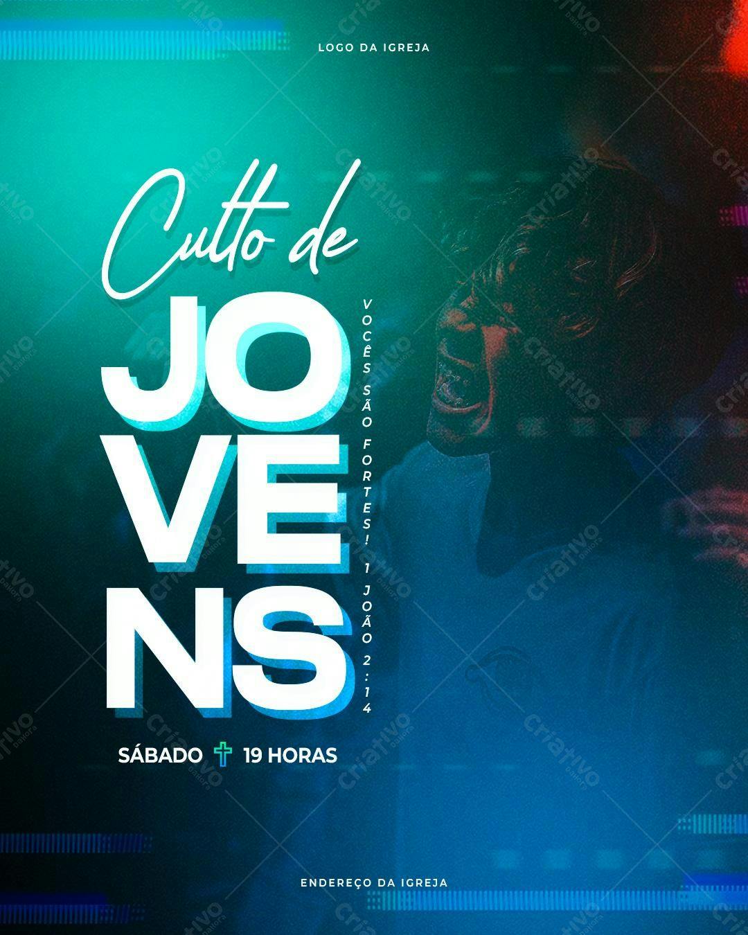 Flyer para Culto de Jovens PSD Editável
