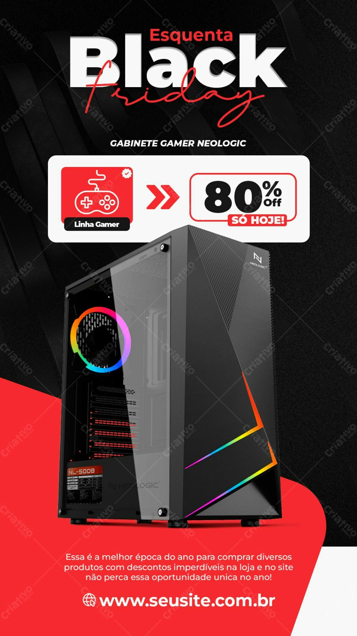 Flyer Black Friday Gabinete Gamer PSD Editável
