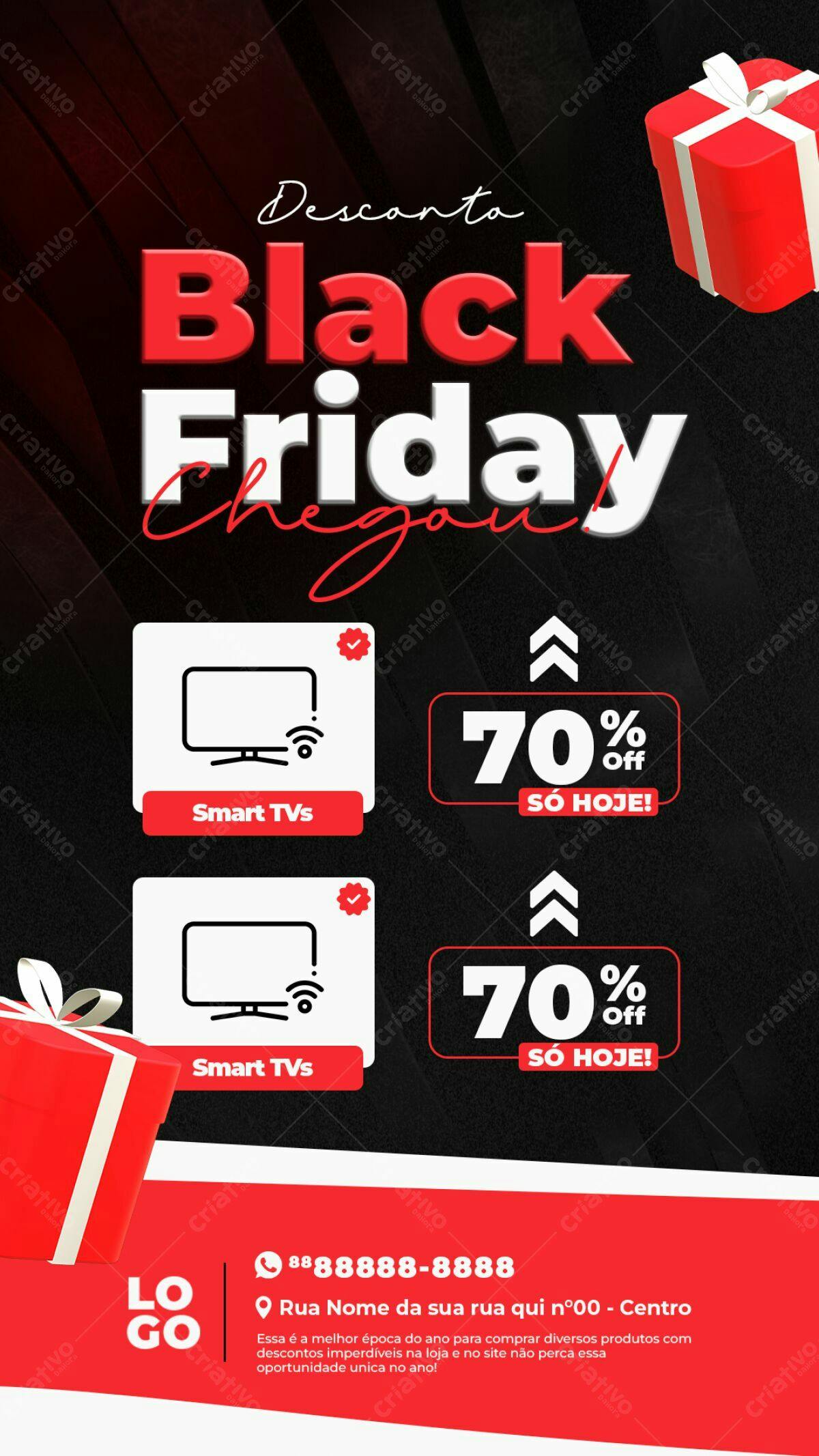 Flyer Black Friday com 70% de Desconto PSD Editável