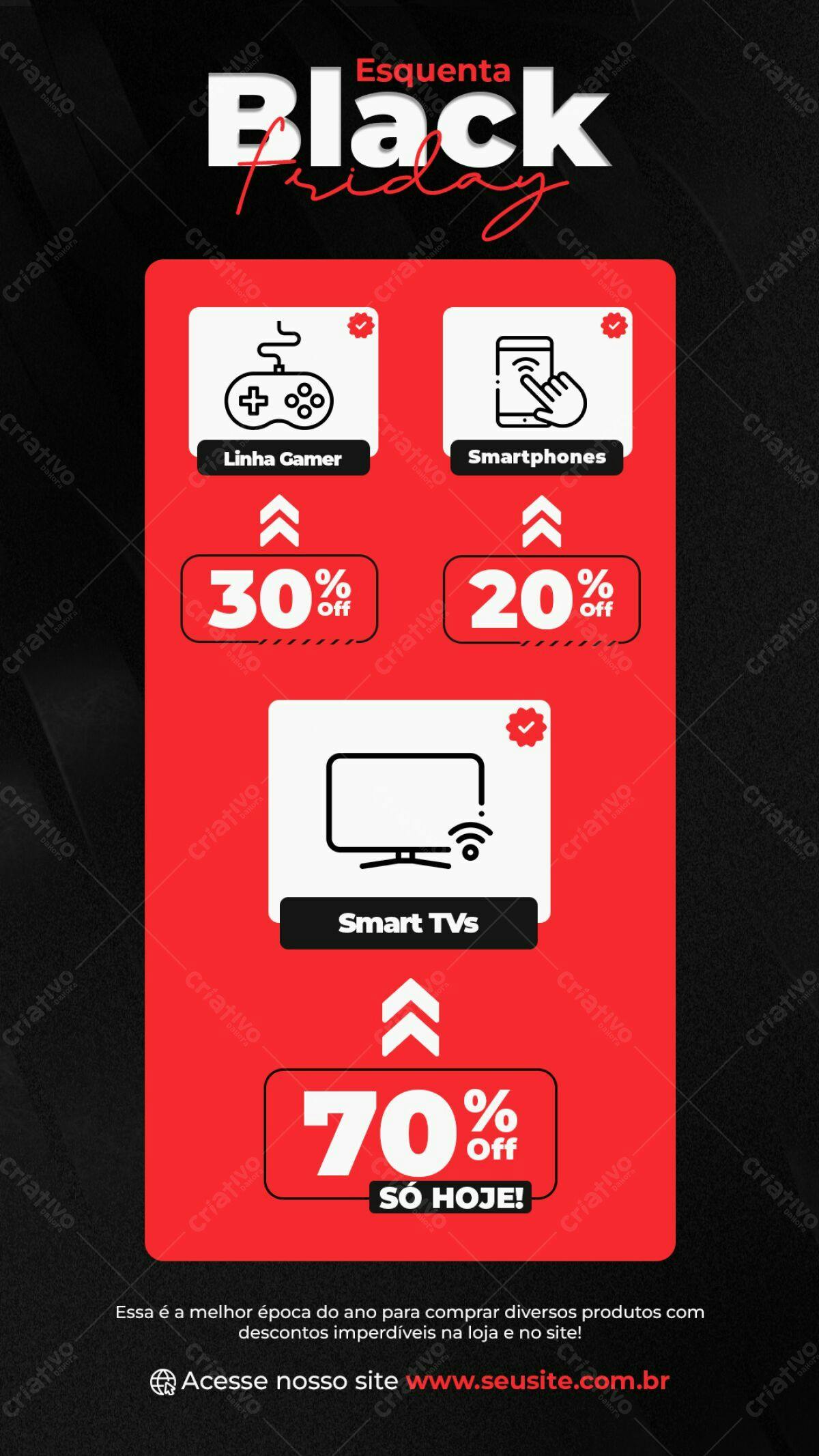 Flyer Black Friday com Descontos PSD Editável