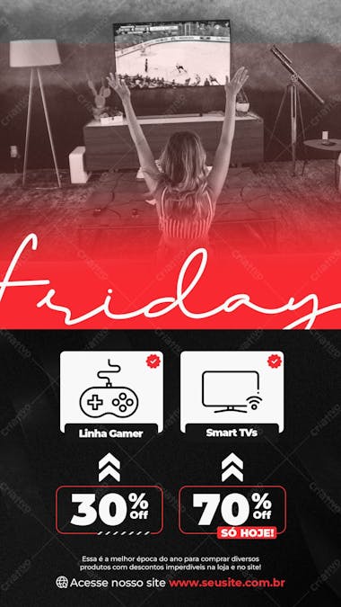 Story descontos em smart tvs black friday social media