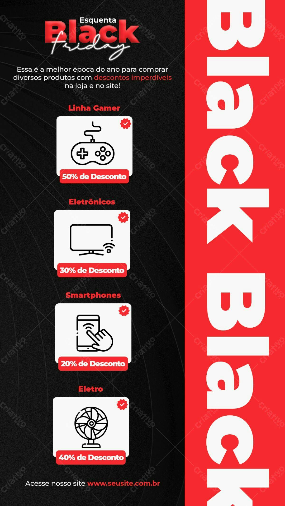 Flyer Black Friday com Descontos PSD Editável