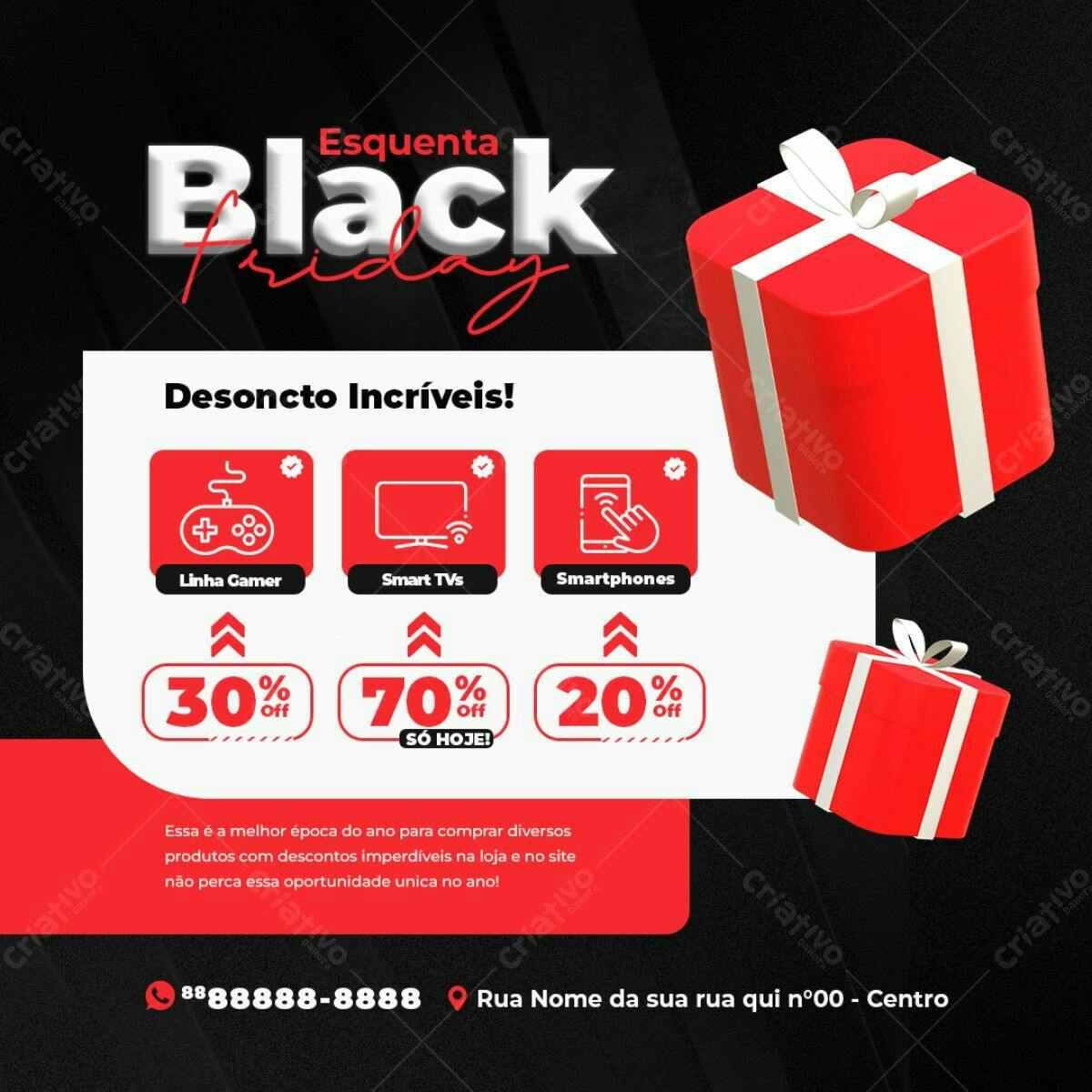 Flyer Black Friday com Descontos Incríveis PSD Editável
