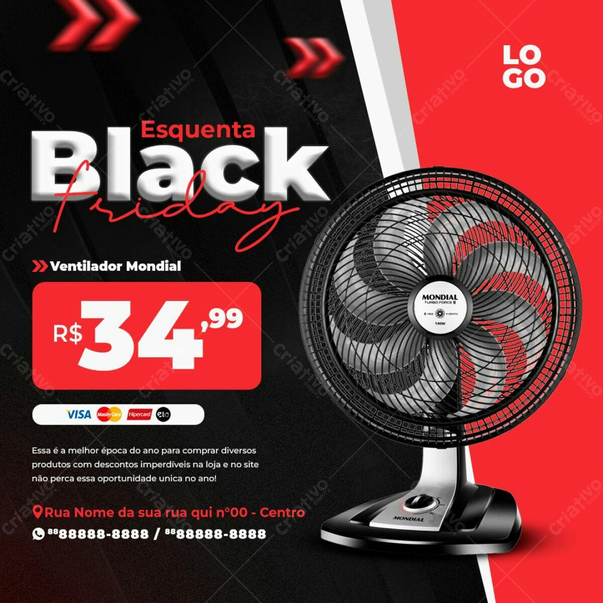 Flyer Black Friday Ventilador PSD Editável