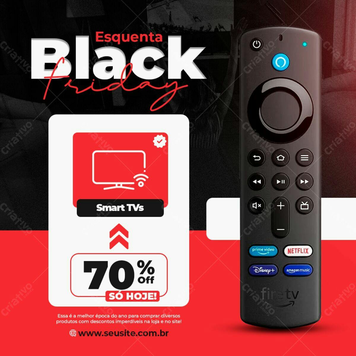 Flyer Black Friday Smart TVs 70% OFF PSD Editável