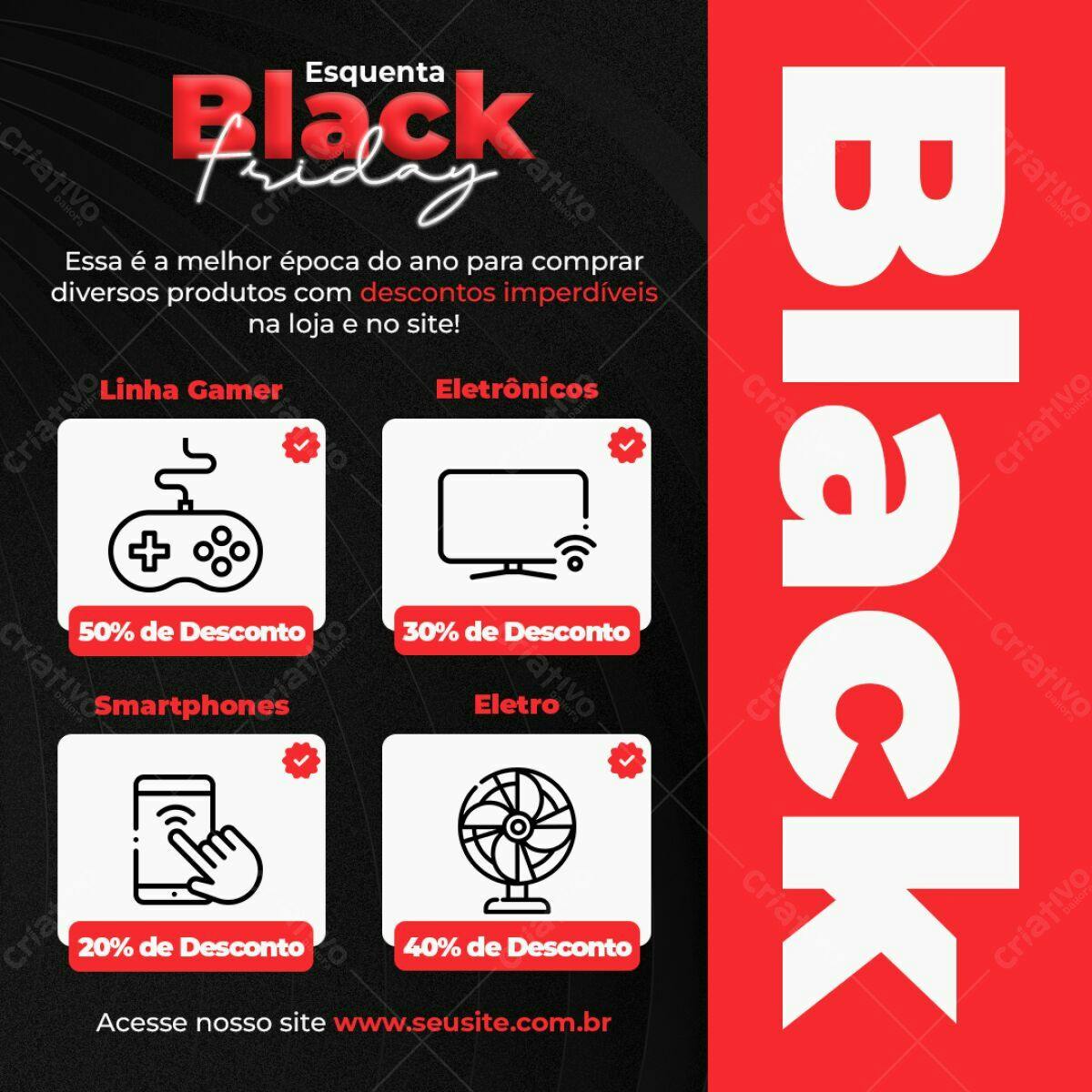Flyer Black Friday com Descontos PSD Editável