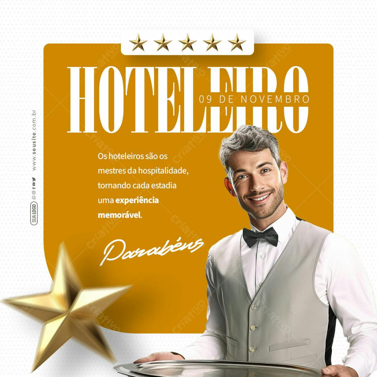 Flyer Dia do Hoteleiro PSD Editável