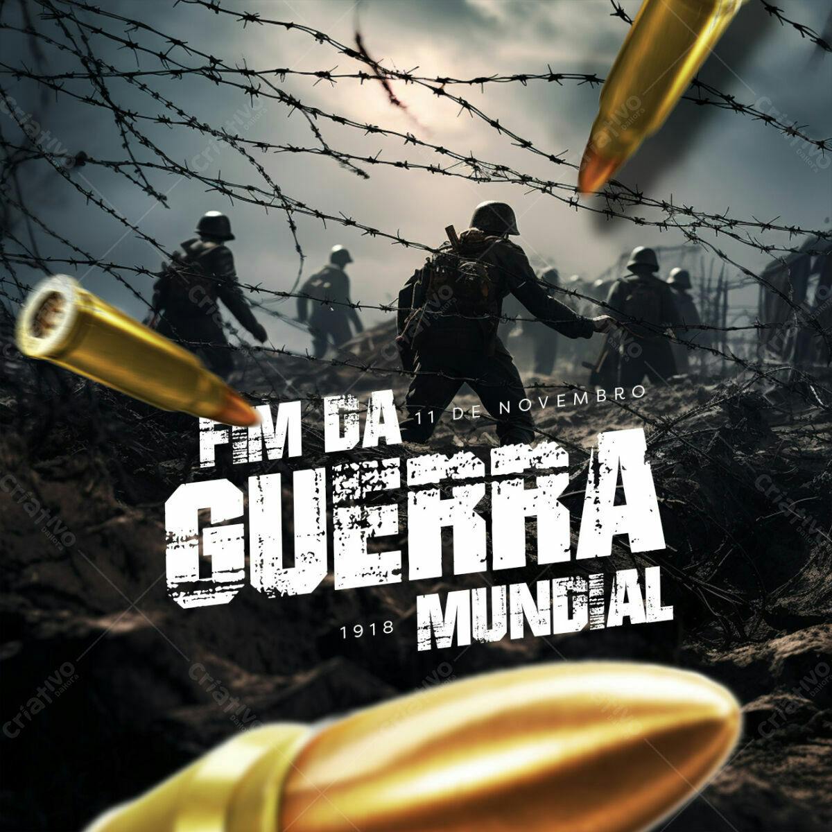 Flyer Dia do Fim da Guerra Mundial PSD Editável