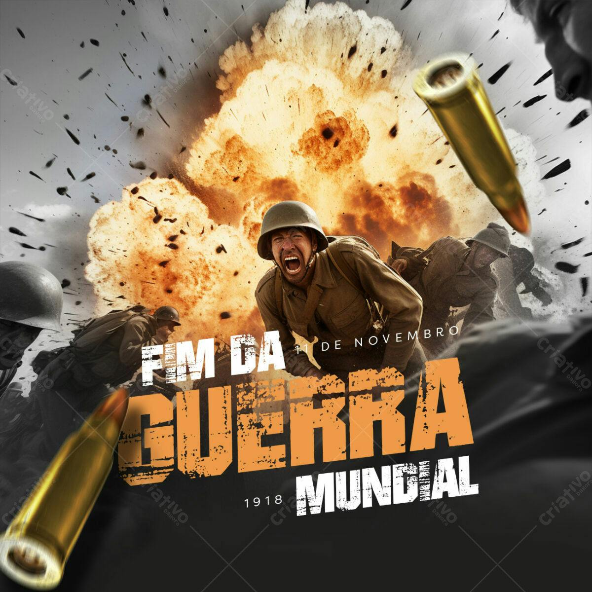 Flyer Dia do Fim da Primeira Guerra Mundial PSD Editável