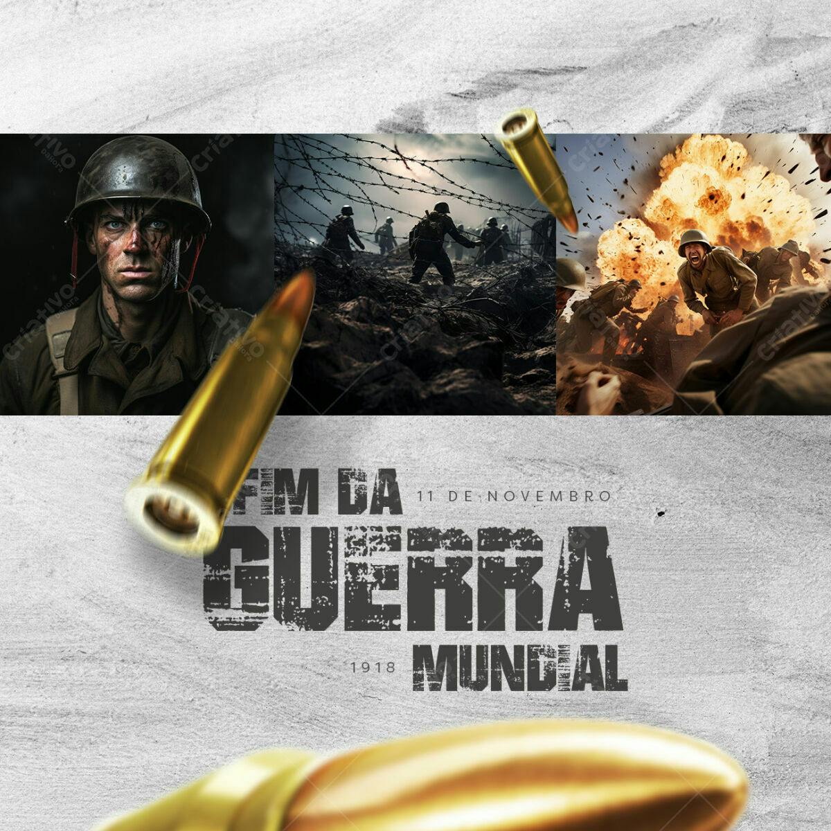 Flyer Fim da Guerra Mundial PSD Editável