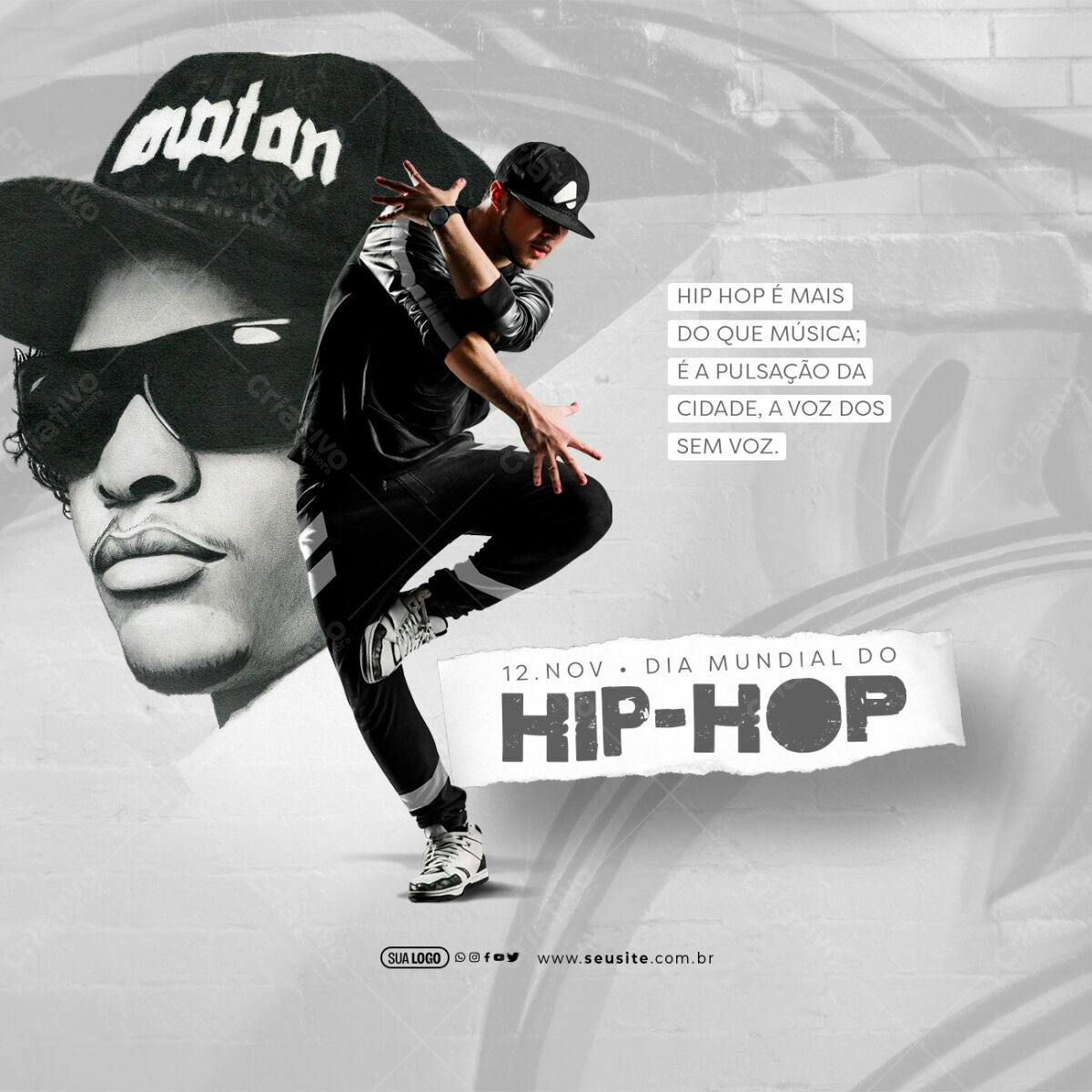 Flyer Dia Mundial do Hip Hop PSD Editável