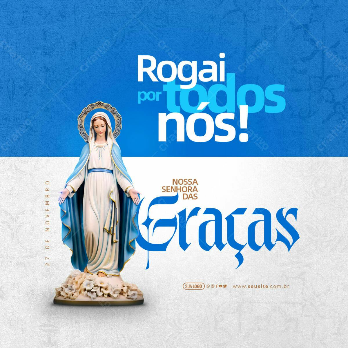 Post para Nossa Senhora das Graças PSD Editável