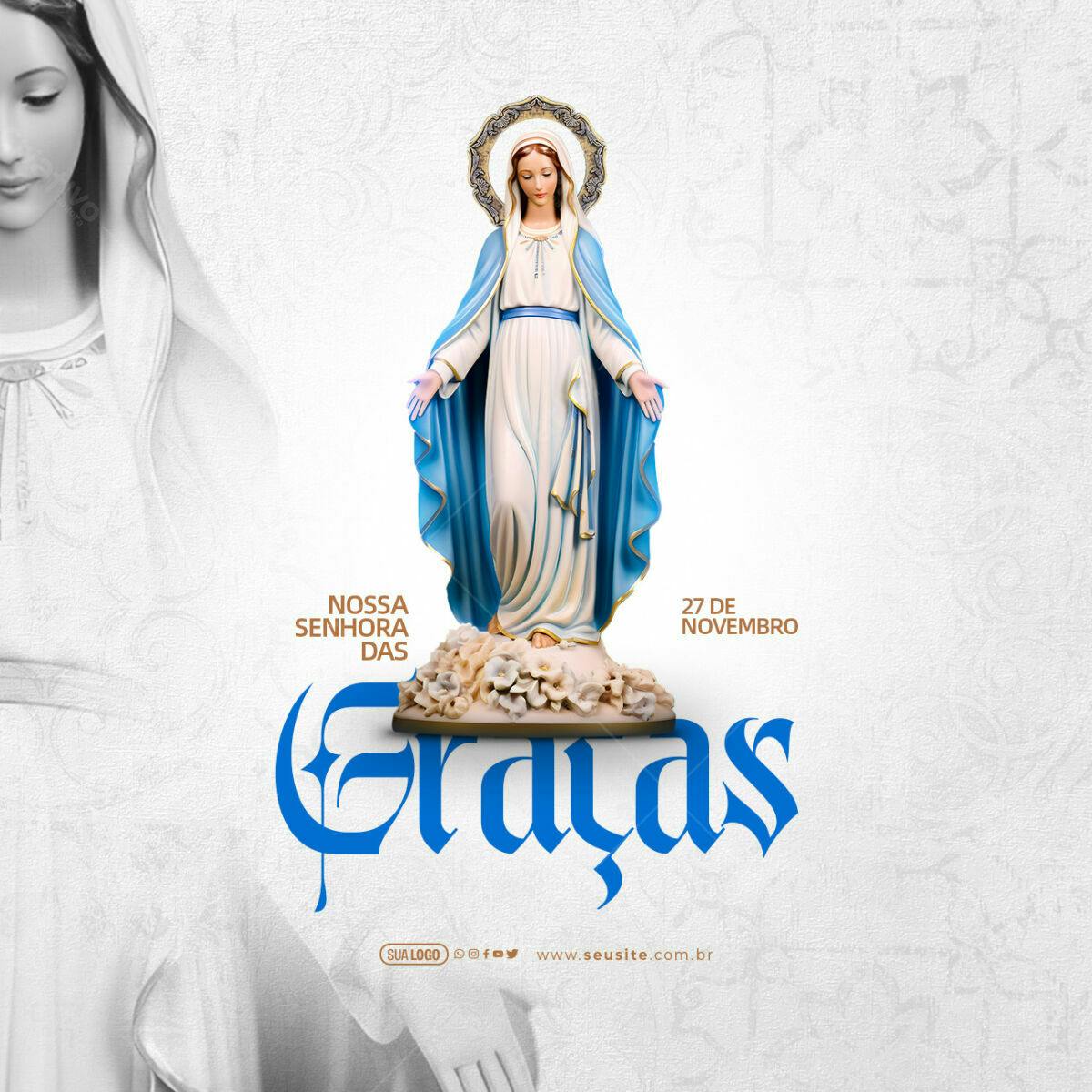 Post para Nossa Senhora das Graças PSD Editável