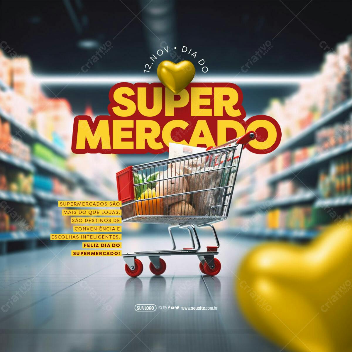 Flyer Dia do Supermercado PSD Editável