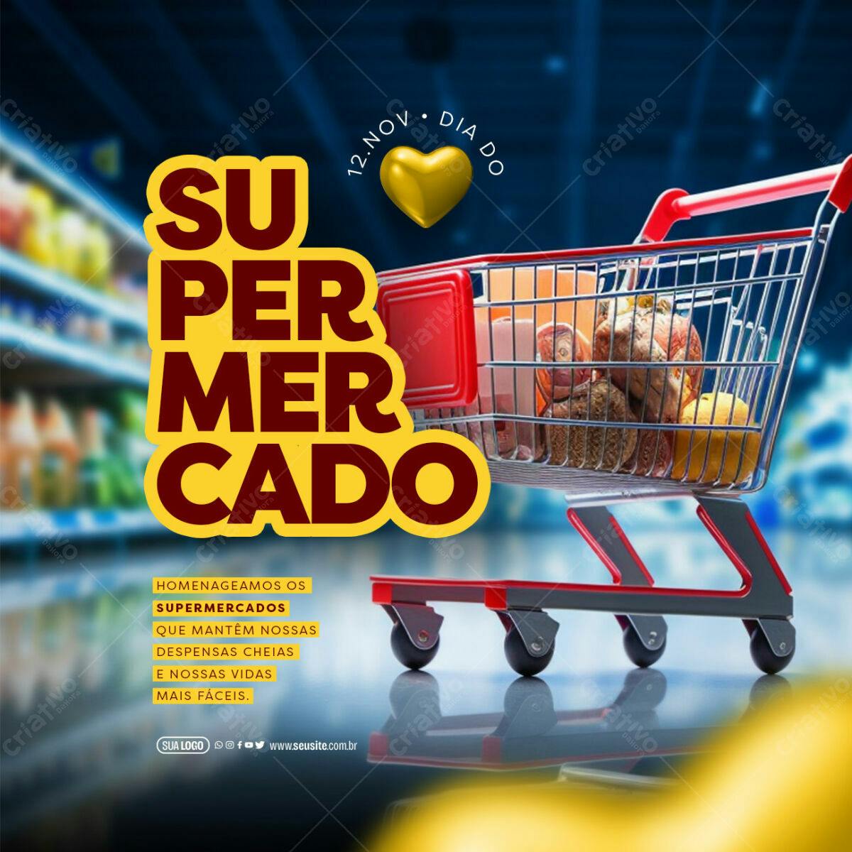 Flyer Dia do Supermercado PSD Editável