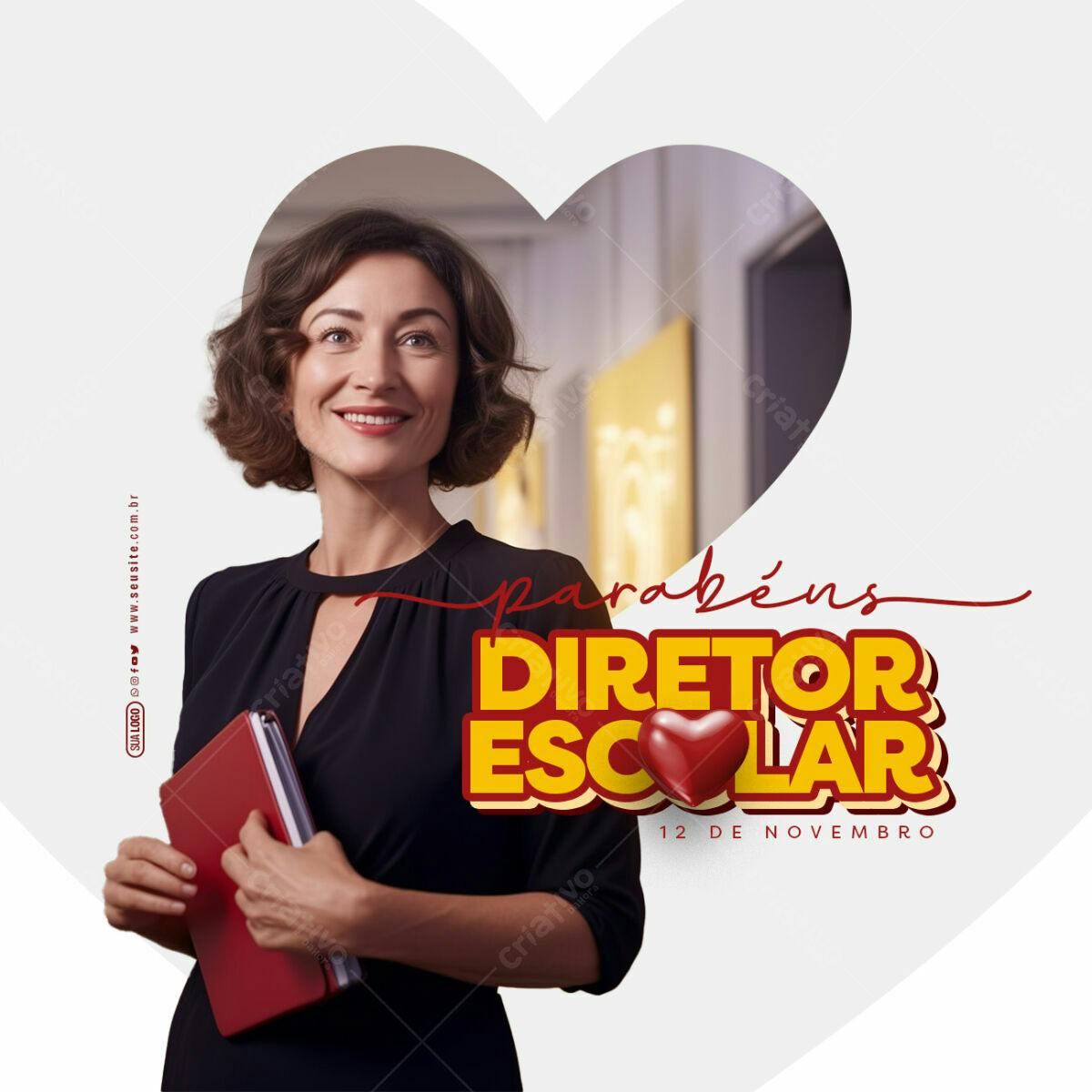 Parabéns ao Diretor Escolar PSD Editável