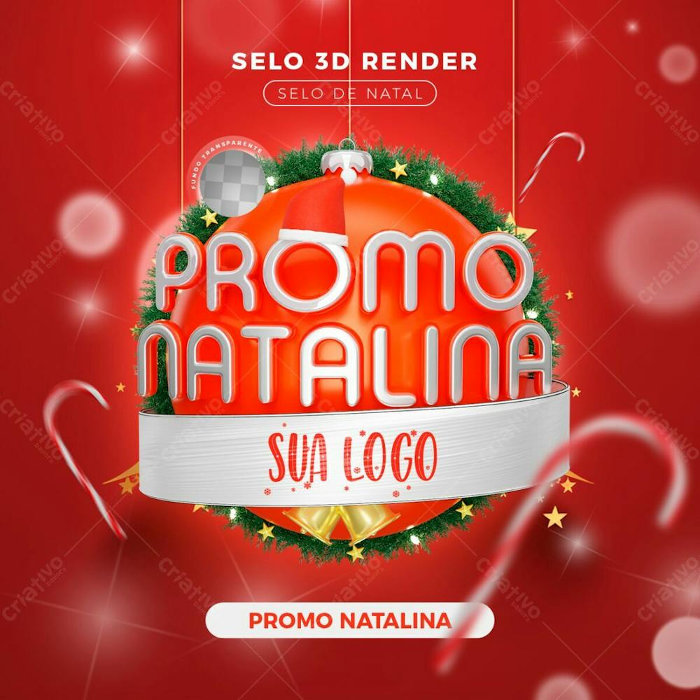 Selo Promo Natalina 3D Render Composição De Natal