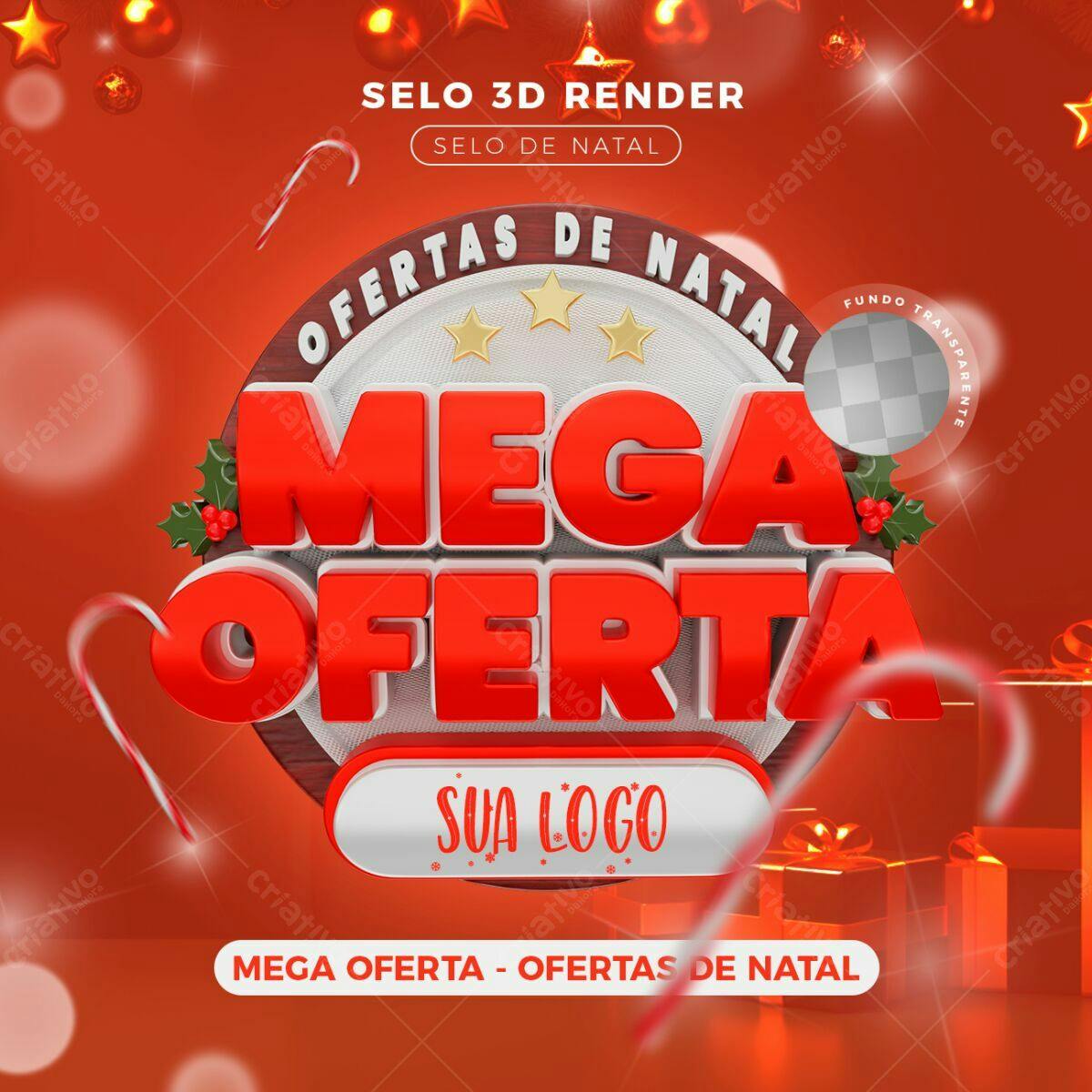 Selo Natalino 3D Mega Oferta PSD Editável