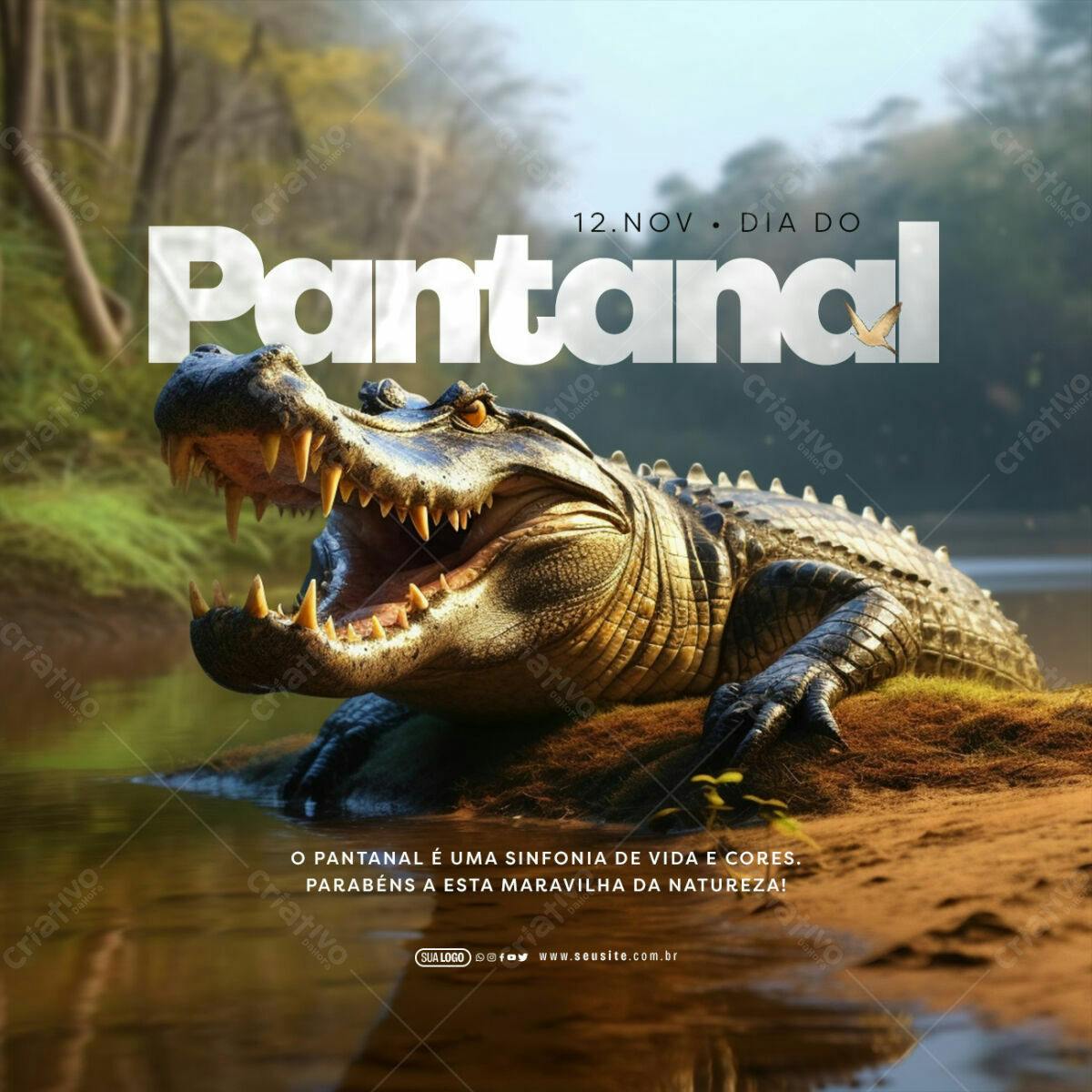 Post para o Dia do Pantanal PSD Editável