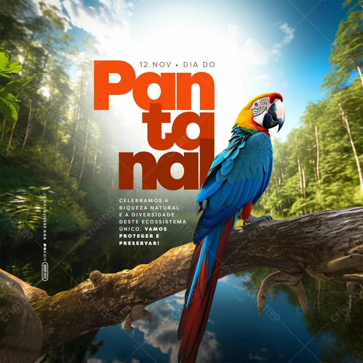 Flyer Dia do Pantanal PSD Editável