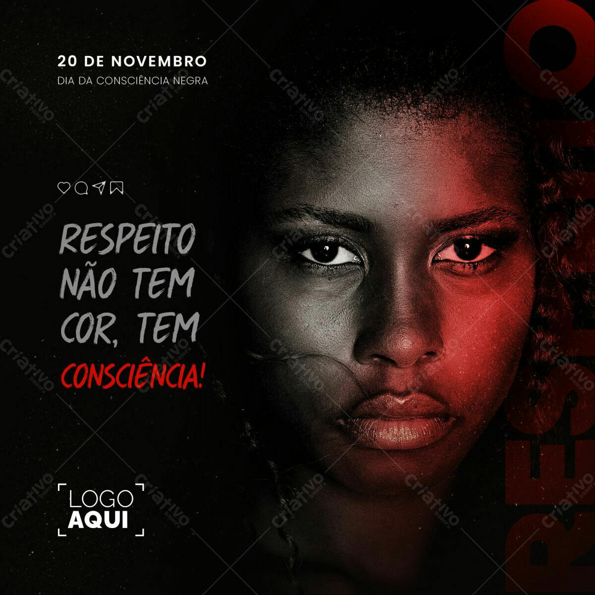 Post para Dia da Consciência Negra PSD Editável