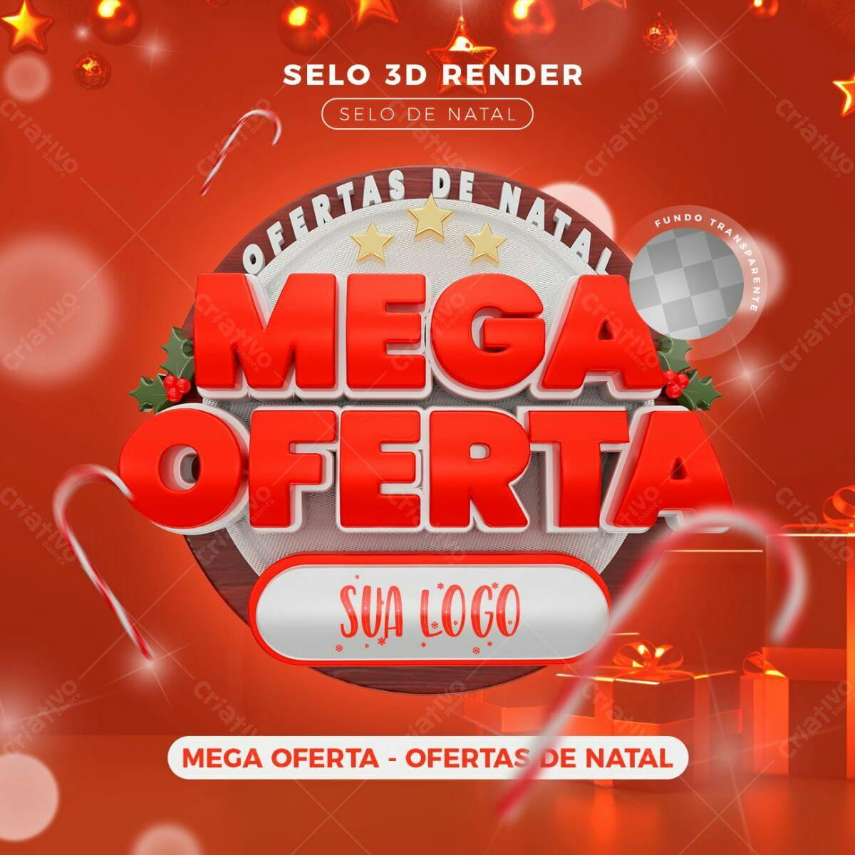 Selo Natalino Mega Oferta PSD Editável
