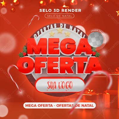 Selo 3D Ofertas De Natal  Composição Social Media Render
