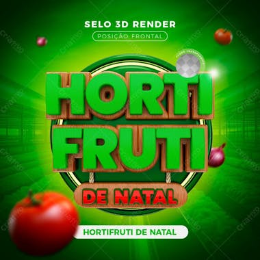 Hortifruti de natal 3d render posição frontal composição social media post