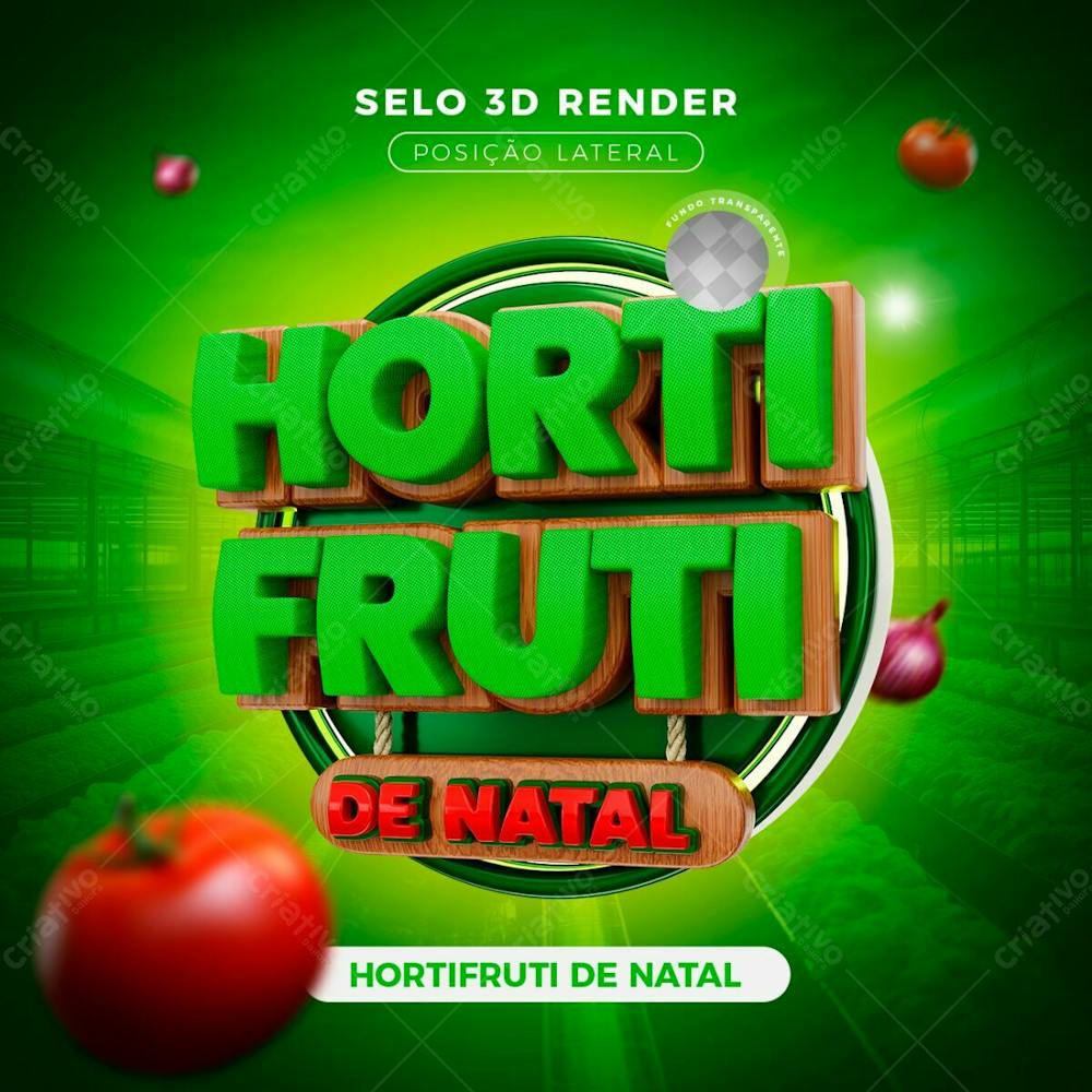 Hortifruti De Natal 3D Render Posição Lateral Direita Composição Social Media Post